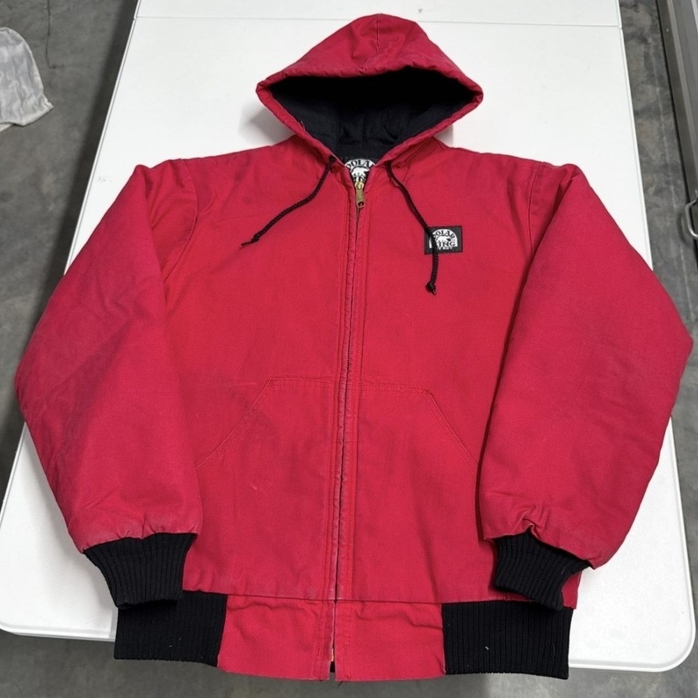 Vintage polar king Red Duck Canvas Hooded Work Jacket Carhart style